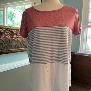 Yunjey Womens Short Sleeve Shirt Solid & Striped